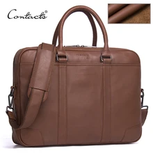 CONTACT’S Brand Briefcases Genuine Leather Men Messenger Bags New Fashion Male Shoulder Portfolio Laptop Bag Case Handbag