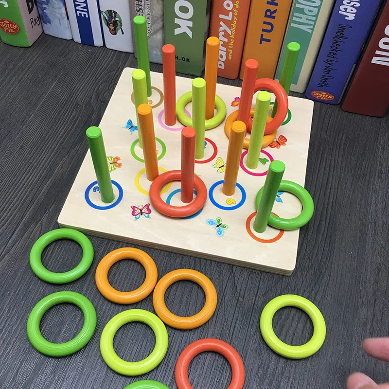JaheerToy Детские деревянные игрушки для детей; из дерева блоки сцепного устройства Цвет познание упражнения ребенка зрительно-моторная координация игрушка montessori