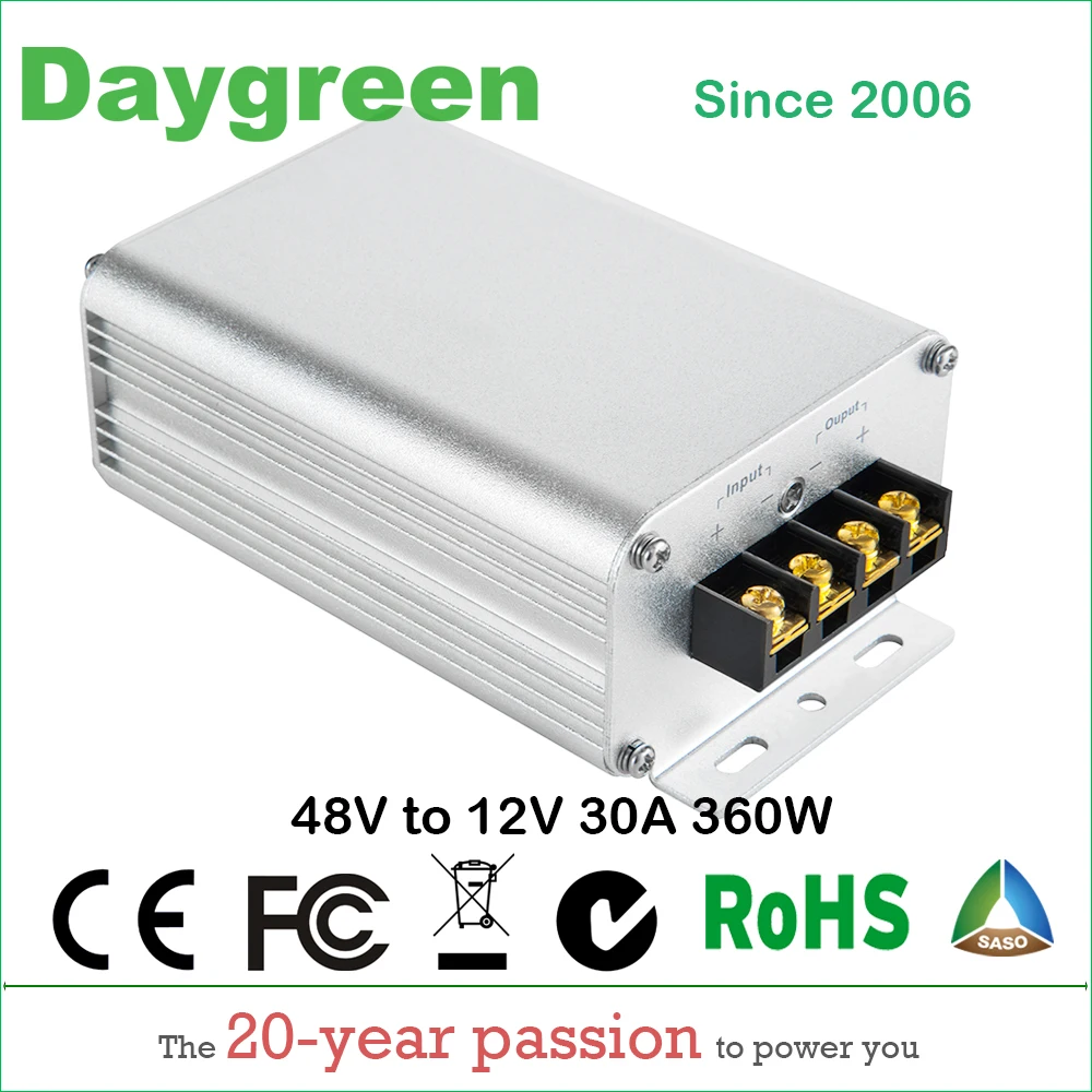 36V 48 V-12 V 30A 360 Вт гольф-кары Напряжение редуктор постоянного тока DC понижающий преобразователь CE по ограничению на использование опасных материалов в производстве Сертифицированный 36VDC 48VDC для 12VDC 30AMP