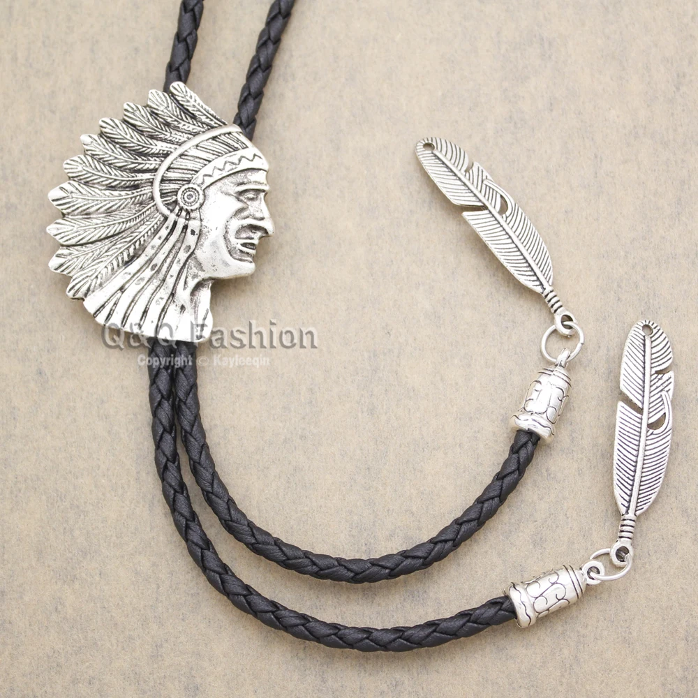 Western Plated Chief Feather Leather Neck Bolo Tie Line Dance Jewelry New|western tie|bolo tiewestern bolo tie - AliExpress