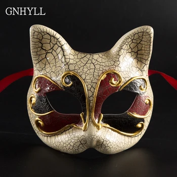 

GNHYLL HOT! NEW fashion Masquerade children Venice crack mask party funny cute kitten Princess mask and mask props toys cosplay