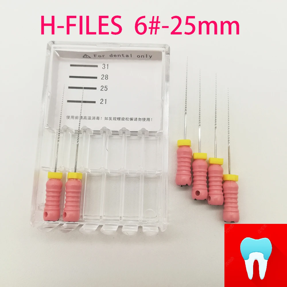 6 шт. 6#-25 мм зубные ПроТейпер файлы корневого канала стоматолога материалы Стоматологические инструменты ручное использование нержавеющая сталь H файлы