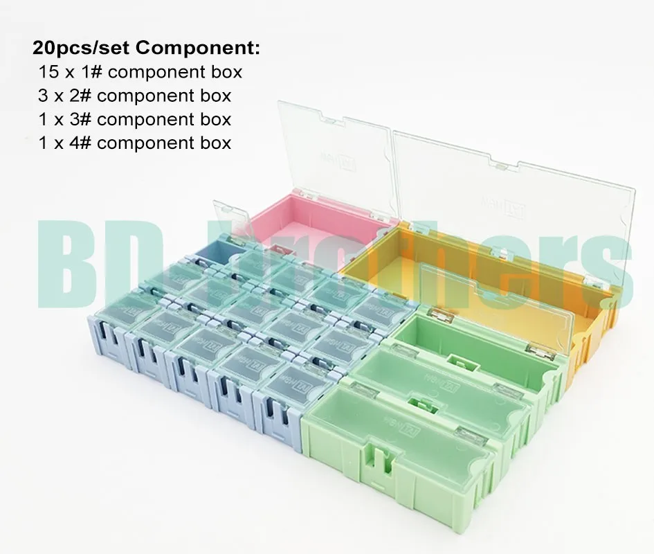 20 шт./компл. компонент для хранения коробка из нержавеющей стали, квадратный IC коробки КОМПОНЕНТОВ SMT SMD Wen Tai, содержащий(1#2#3,#4#) в наборе 10 компл./лот