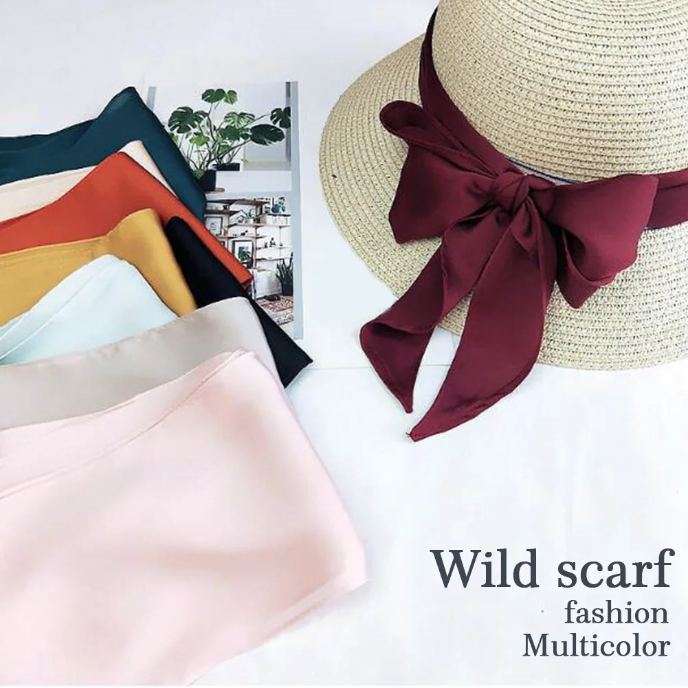 

Fashion Summer Elegant Women Soft Vintage 138cm Silk Square Scarf Small Handle Bag Ribbons Ladies Headband Hair Tie Band Shawl