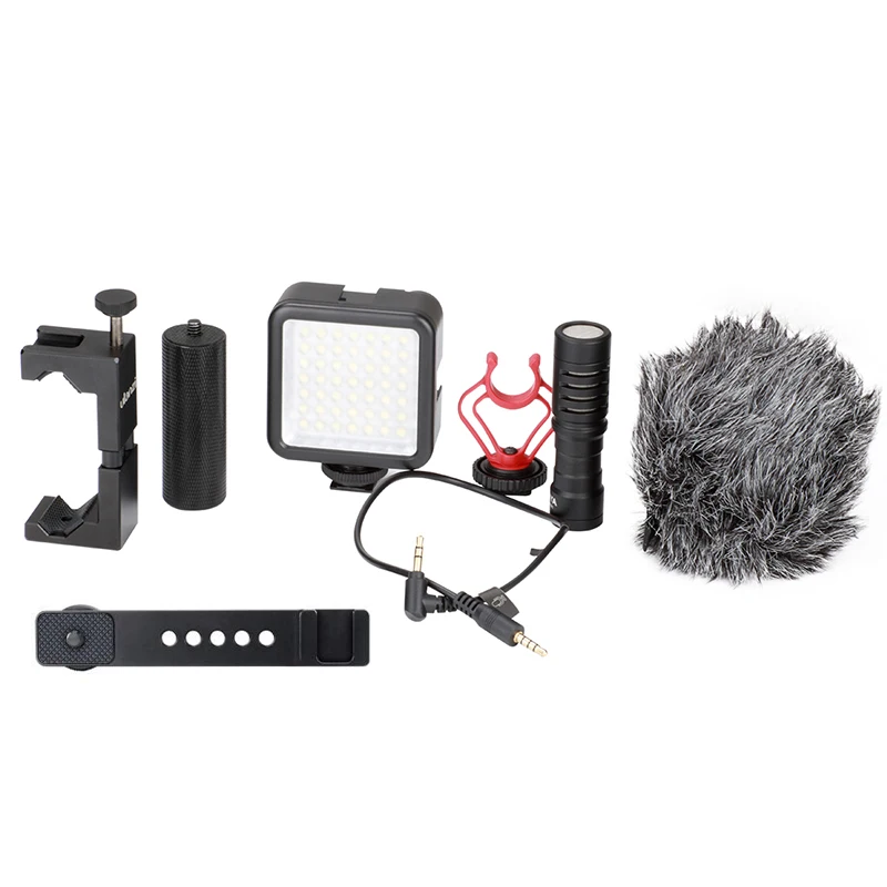  Ulanzi Pocket Rig for Smartphone with BY-MM1 Microphone and 49 LED Video Light Cold Shoe Plate for 