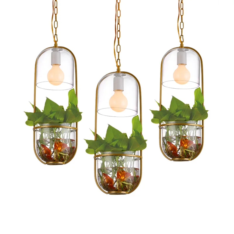 Nordic Plant hanging light Bar Vintage Lamp Restaurant E27 Lights Creative Potted Porch Glass pendant lamps Luminaire | Лампы и