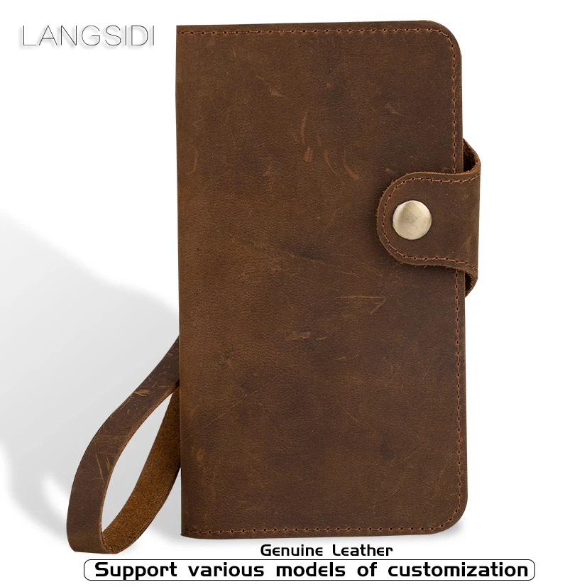 

Genuine Leather flip Case For HUAWEI Nova 2s case retro crazy horse leather buckle style soft silicone bumper phone cover