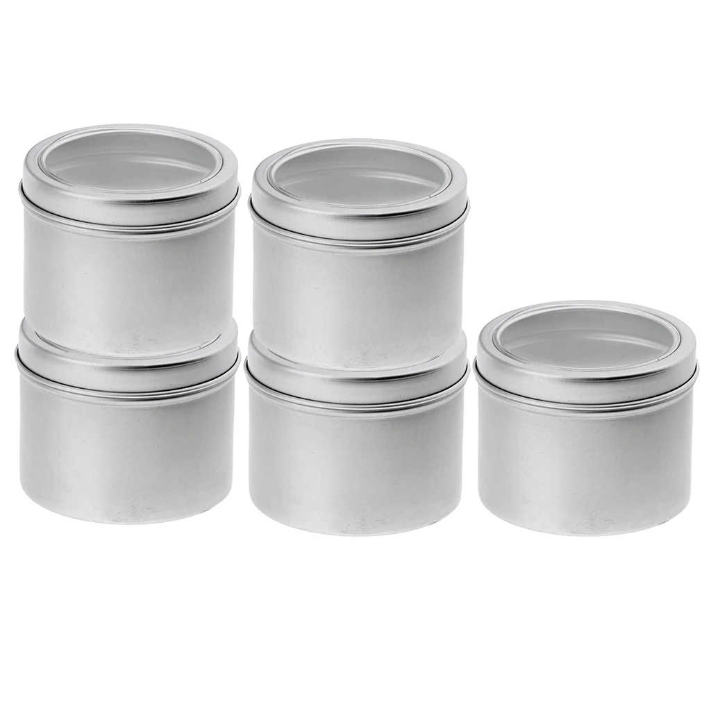 5 Pieces 100ml Empty Aluminium Cosmetic Pot Jar Tin Container with Screw Lid
