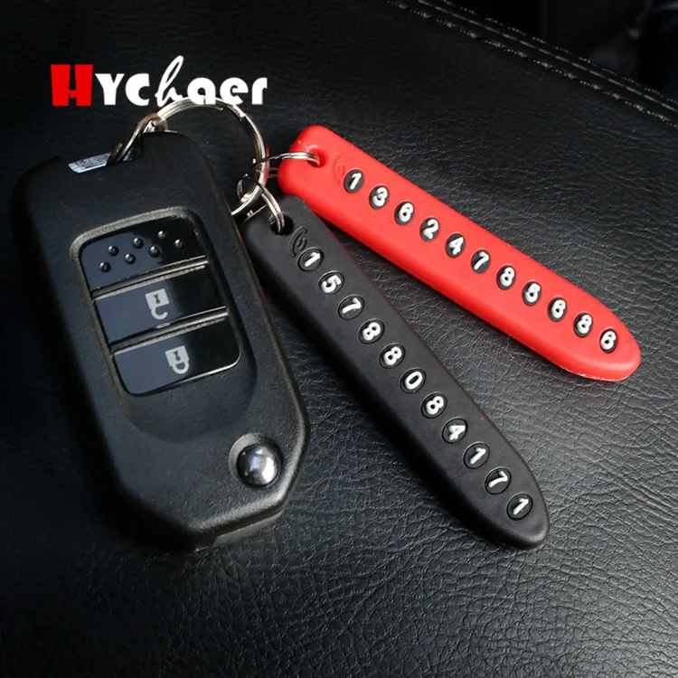 

Car Interior Dropshipping Anti-lost Phone Number Plate Car Keychain Pendant Auto Vehicle Phone Number Card Keyring Key Chain