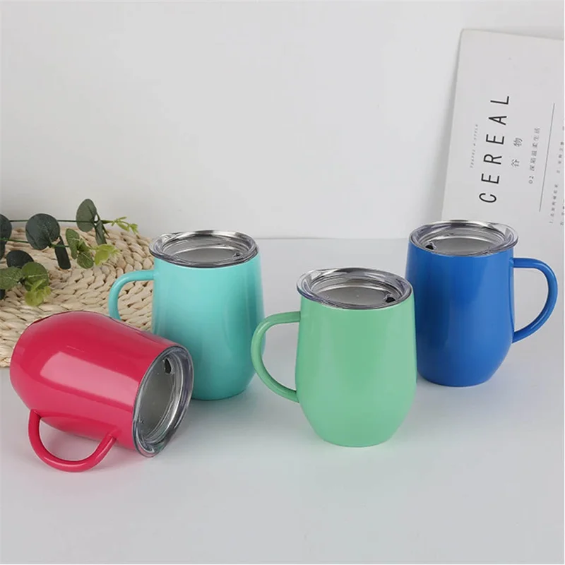 1pc Coffee Mug With Handle Insulated Egg Shape Stainless Steel Travel Mug  Double Wall Vacuum Reusable Coffee Cup With Lid Camping Cup Mugs 12 Oz, Shop The Latest Trends