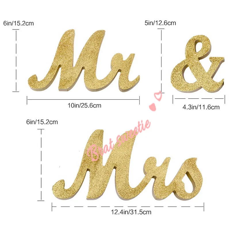 Mr and Mrs Sign Wedding Table Decorations Decorative Gold Silver Mr&Mrs Letters for Boda Wedding Photo Props Backdrops