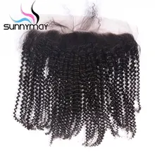 Sunnymay Kinky Curly Brazilian Virgin Hair font b Closure b font 13x4 Natural Color Pre Plucked