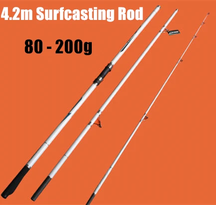 

Free Shipping White 4.2m 3 Section Surfcasting Rod Carbon Surf Casting Fishing Rod