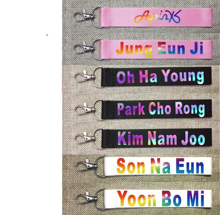

KPOP APINK Keychain Name Bar Phone Rope Hanging Hand Rope Keyboard Laser Lanyard Keyring Bag Pendant Accessories wholesale New