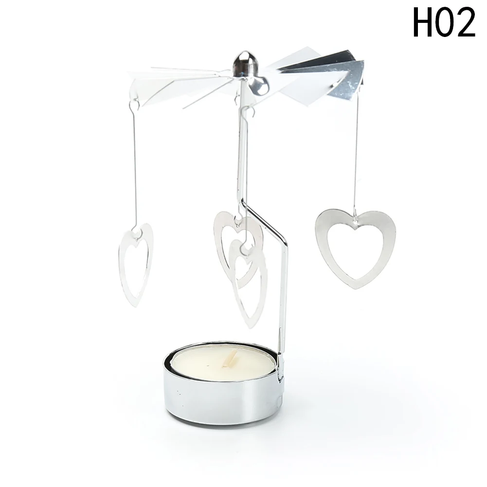 Spinning Rotary Metal Carousel Tea Light Candle Holder Stand Light Xmas Giftin Candle Holders
