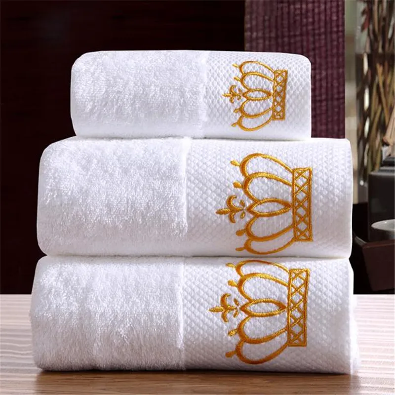Новое удобное высокоабсорбирующее белое отельное полотенце с вышитой короной, Хлопковое полотенце/полотенце для лица, банное полотенце для взрослых - Цвет: 1