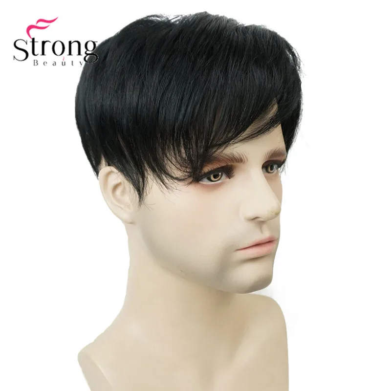 StrongBeauty Мужская парика-накладка синтетические волосы короткие волосы для наращивания волос