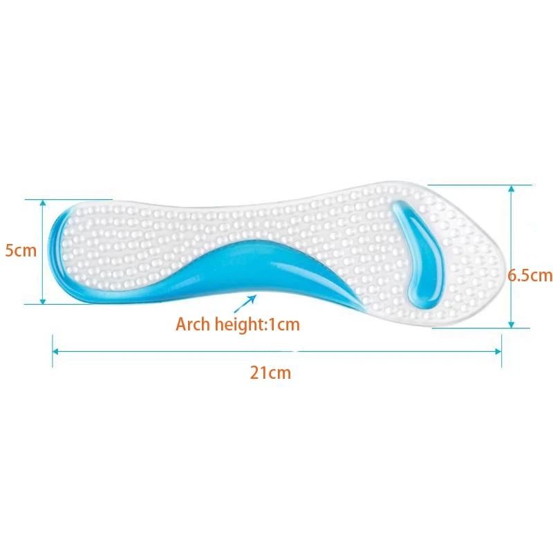 Высокие стельки для обуви Нескользящие силиконовые гелевые стельки арка плюсневой массаж поддержка