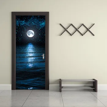 

Starry Sky Door Renovation Murals Living room Bedroom Bathroom Wall Stickers Self-adhesive Decals Lake Wallpaper Art Home Decor