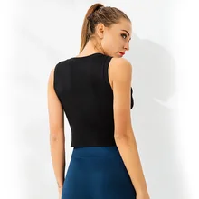 Бесшовная рубашка для йоги, тренировочный укороченный Топ для женщин, без рукавов, Спортивная майка для спортзала, Женский сухой облегающий жилет для фитнеса, футболка для бега