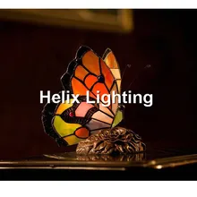 Новое поступление, настольная лампа Tiffany, винтажная прикроватная настольная лампа в форме бабочки, Витражная лампа, светильник для гостиной, свет гостиницы