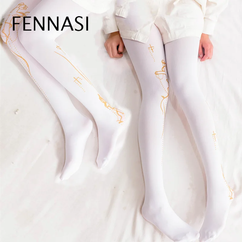 FENNASI Лолита милые колготки "кавай" Nylons леди сексуальные женские колготки с принтом бронзовые розовые черные колготки Косплей узоры