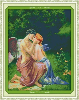 

A Kissing of Angels, counted printed on fabric DMC 14CT 11CT Cross Stitch kits,embroidery needlework Sets, Home Decor