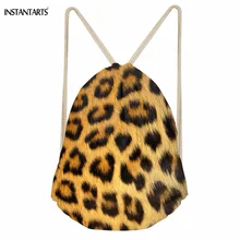 INSTANTARTS модные женские сумки на шнурке 3D леопардовые принты рюкзаки из мягкой ткани для подростков девочек многофункциональные дорожные пляжные сумки