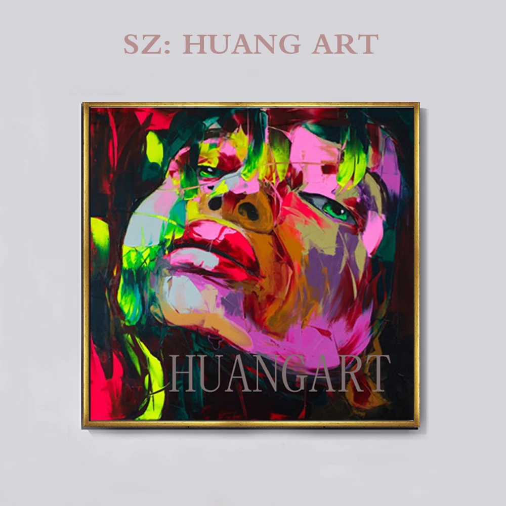 

100%hand painted Large Size Francoise Nielly Knife man Face Oil Paintings On Canvas Figure canvas painting Wall Art