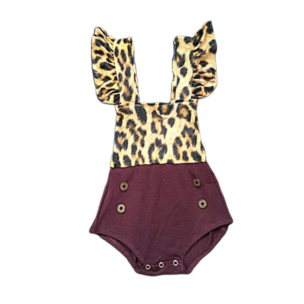 Одежда для новорожденных; Модная одежда для малышей с леопардовым принтом и воротником