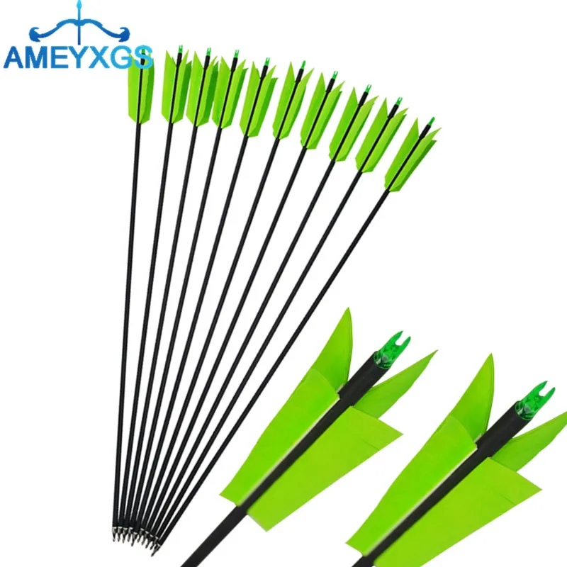 

12Pcs 30" Archery Carbon Arrows Spine 400 FLU-FLU 4 Turkey Feathers Carbon Arrow For Bow Outdoor Hunting Shooting Accessories