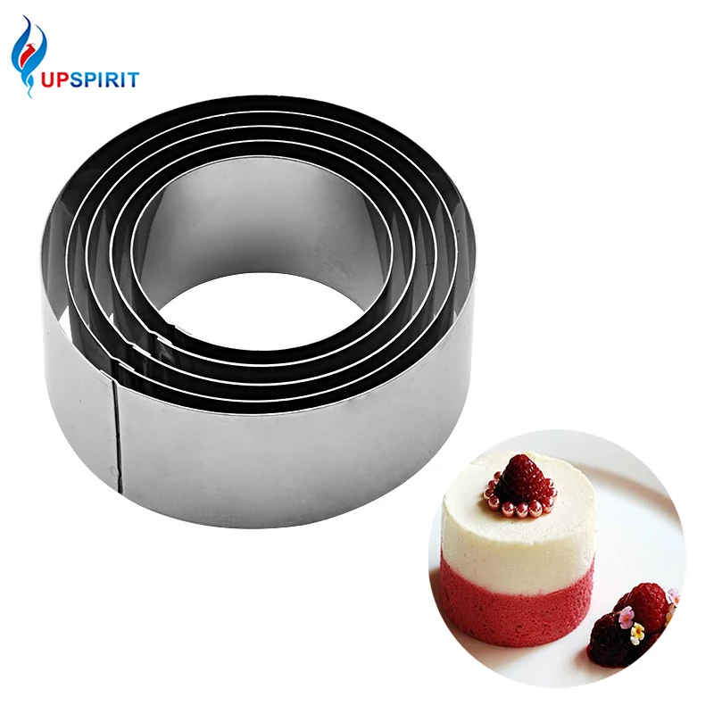 

Upspirit 5Pcs/Set Stainless Steel Round Mousse Ring 6CM-10CM Small Cake Cookie DIY Decoration Mould Practical Baking Tool Set