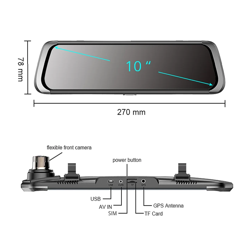 Автомобильный видеорегистратор chezhilin H8 зеркало заднего вида 10 дюймов IPS Touch 4G DVR