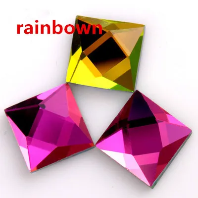 Квадратные Стразы 6X6 мм, 100 шт./лот, разноцветные стразы горячей фиксации, стеклянные стразы, необычная форма DMC, камни горячей фиксации для свадьбы - Цвет: rainbown