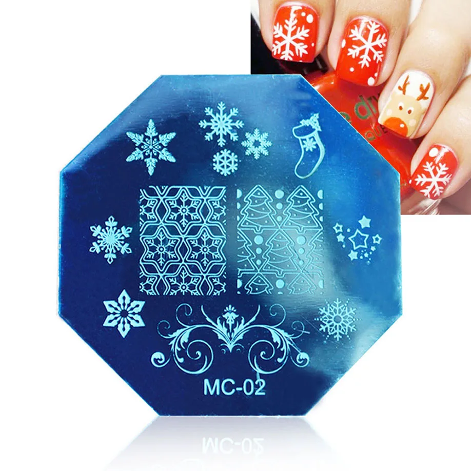 ISHOWTIENDA Christmas DIY nail stamping plates Image Stamp nail