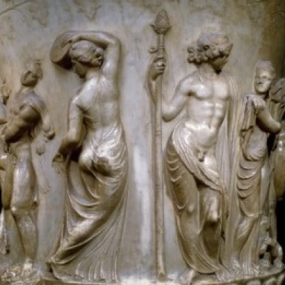 Carving from Vase Borghese representing Bacchanalian procession accompanying