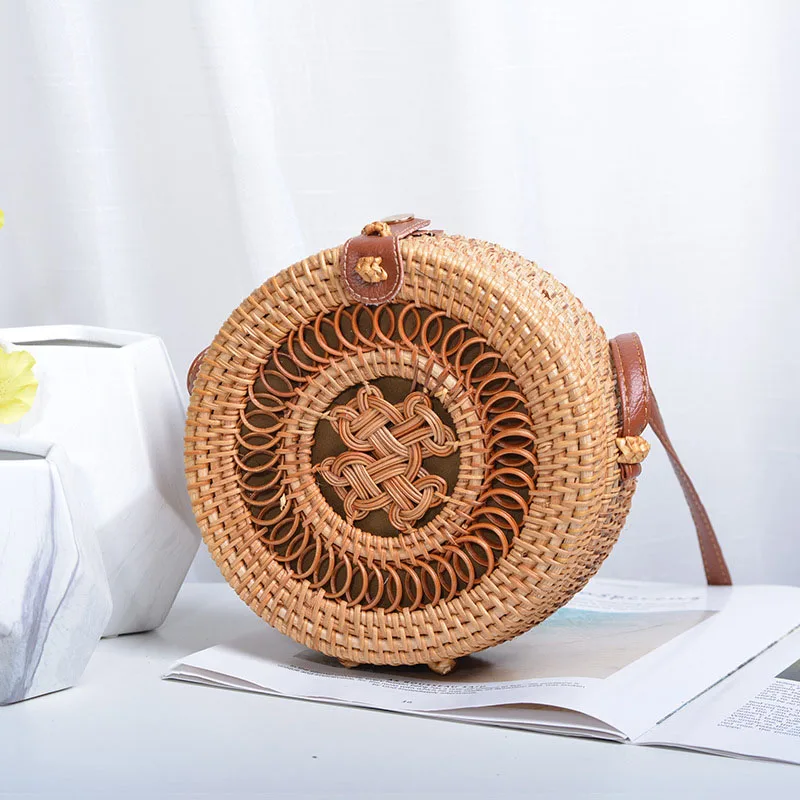  Vintage Handmade Women Rattan Bag Woven Bow Shoulder Bags Beach Straw Bag Messengers B161 - 32962449410