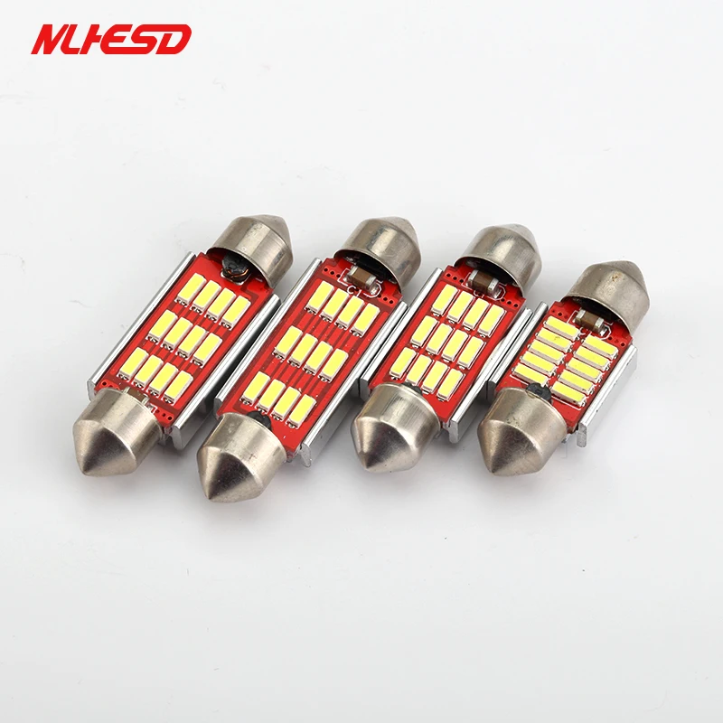 10 шт./лот светодиодная гирлянда 36 мм/39 мм/41 мм купол свет 12SMD 4014 SMD CANBUS салона лампы
