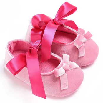 

Baby Solid Butterfly-knot Shoes Newborn Infant First Walkers Baby Girls Crib Shoes Spring Autumn