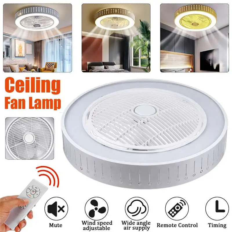 

New Trendy LED Ceiling fans lights Timming with 3 colors Lighting& 3 gear wind speed fan light with remote control AC160-260V