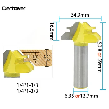 

1/2 1/4*1-3/8 Trimming Knife Milling Cutter Three-Teeth Tool Professional Woodworking Wood Carving Tool Alloy Milling Cutters