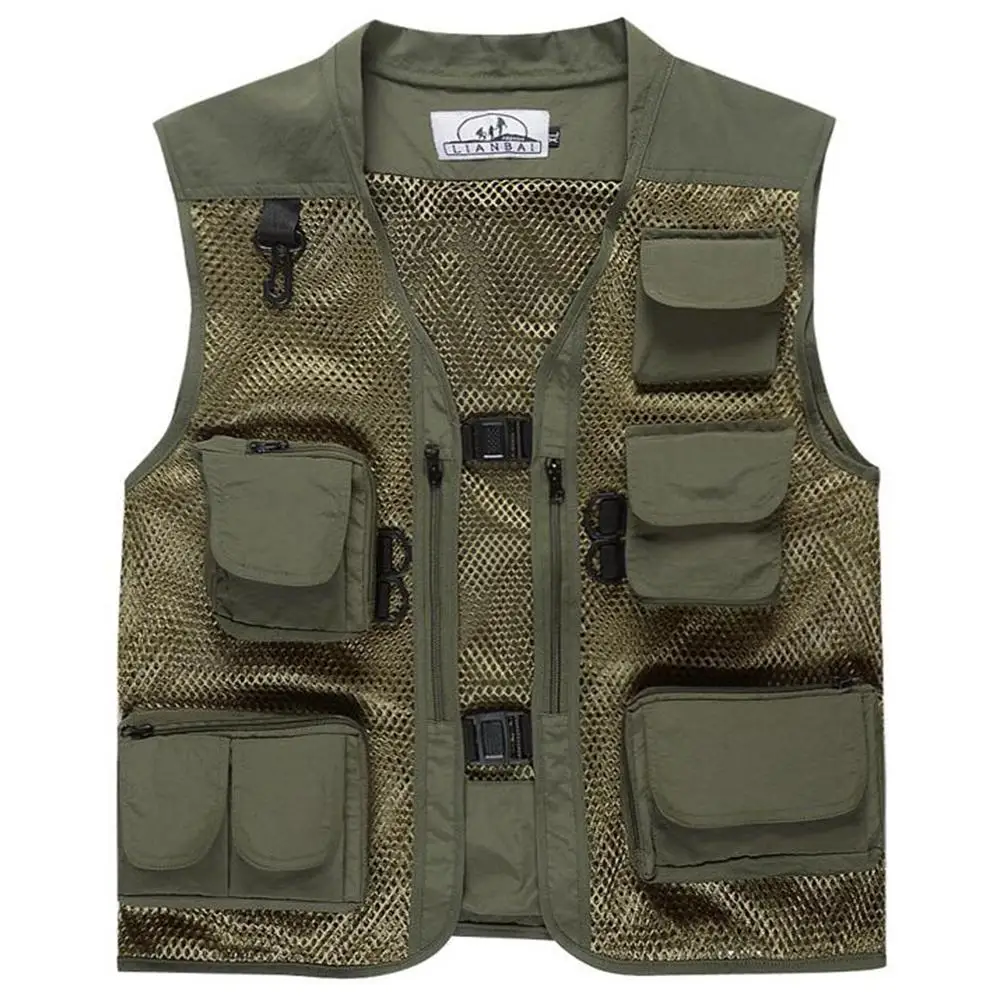 LumiParty Outdoor Men pesca fly fishing Vest Multi pocket Breathable Mesh Hiking Hunting Vest