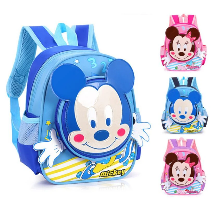 Детский Школьный рюкзак Disney милый школьный ранец с Микки Маусом и Минни для
