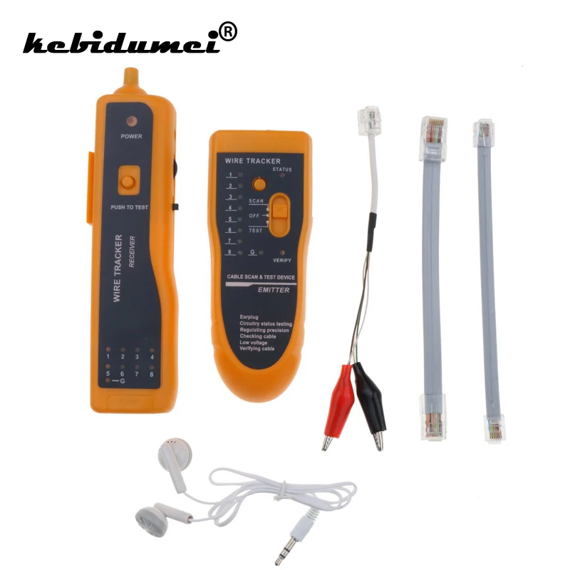 

kebidumei Ethernet LAN Network Cable Tester UTP STP RJ11 RJ45 Cat5 Cat6 Telephone Wire Tracker Tracer Toner Detector Line Finder