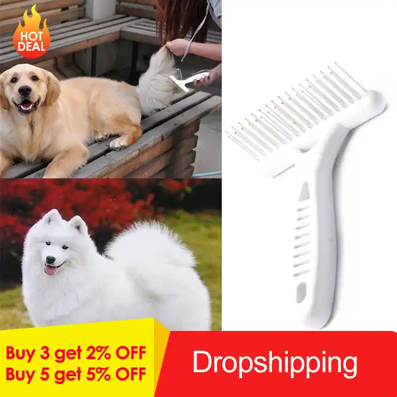Pet Dog Rake Comb Brush Short Long Thick Hair Fur Shedding Remove