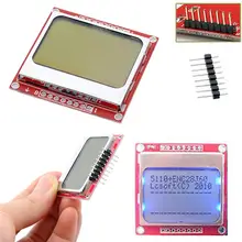 Eletrônica inteligente display lcd módulo monitor branco backlight adaptador pcb 84*48 84x84 nokia 5110 tela para arduino
