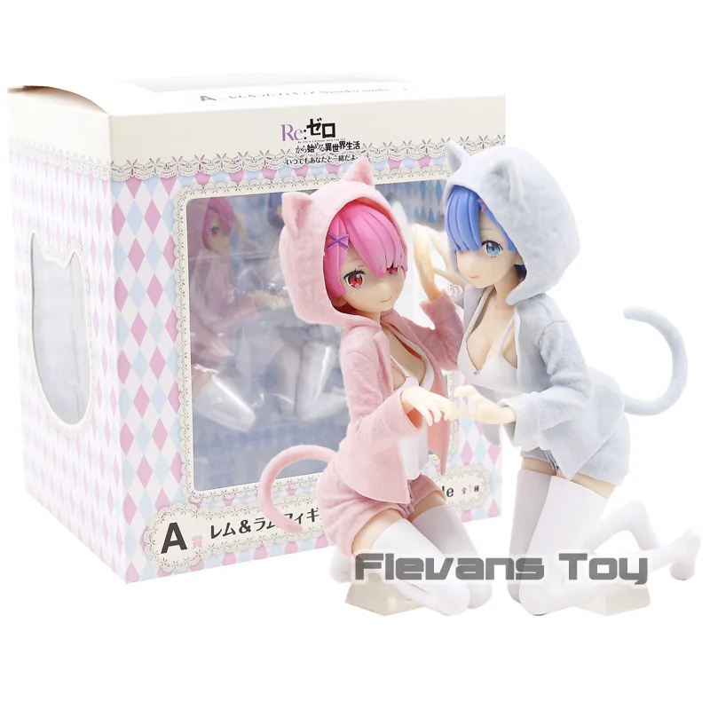 

Anime Re:Zero Rem & Ram Nyanko Mode Ichiban kuji PVC Figure Collectible Model Toy