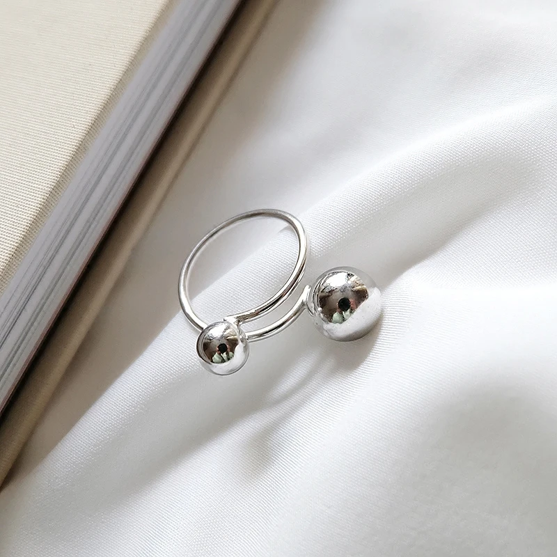 F.I.N.S 925 пробы серебряные кольца для женщин Простые большие и маленькие бусины открытый палец кольцо предотвращает аллергию серебро 925 ювелирные изделия