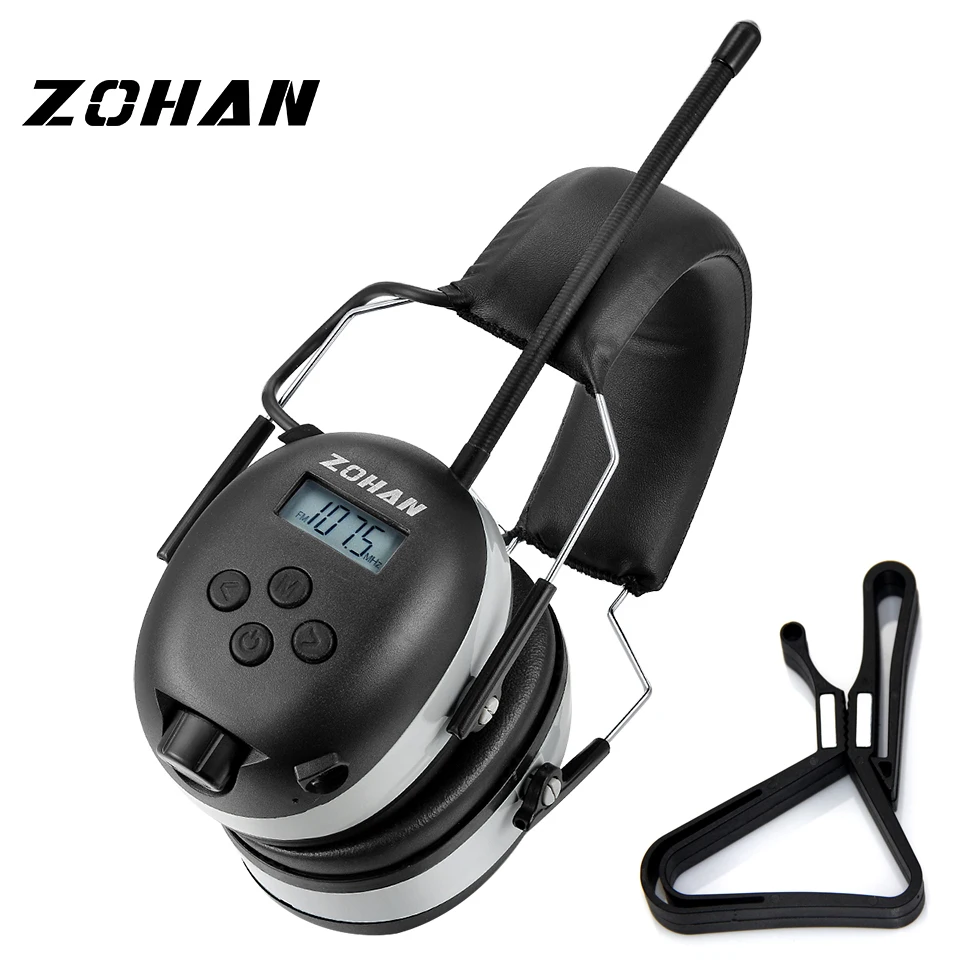

ZOHAN Digital AM/FM Stereo Radio Ear Muffs NRR 24dB Ear Protection for Mowing Professional Hearing Protector Radio Headphone