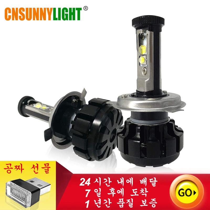 Beste CNSUNNYLIGHT Super Heldere Auto LED Koplamp Kit H4 Hi Lo H7 H11 9005 9006 w XHP50 Chips Vervanging auto Lampen 6000 k